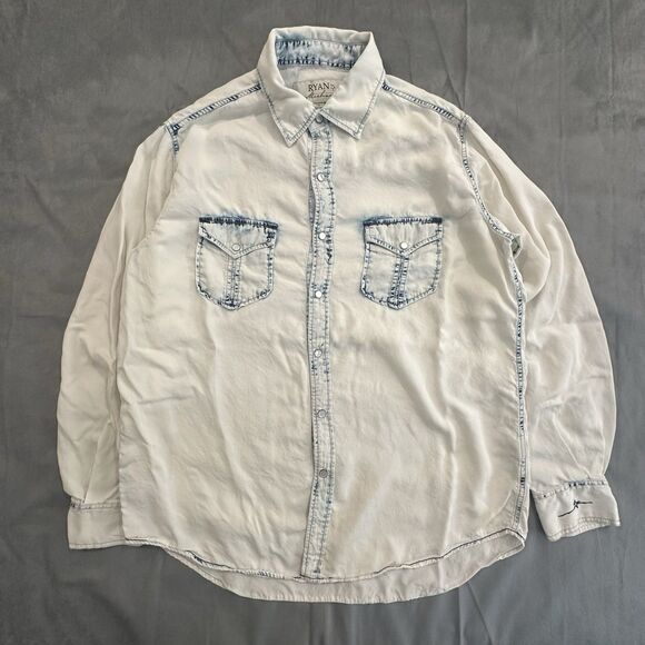 Ryan Michael Other - Ryan Michael Shirt Mens Large Western Pearl Snap Long Sleeve Cowboy Light Blue
